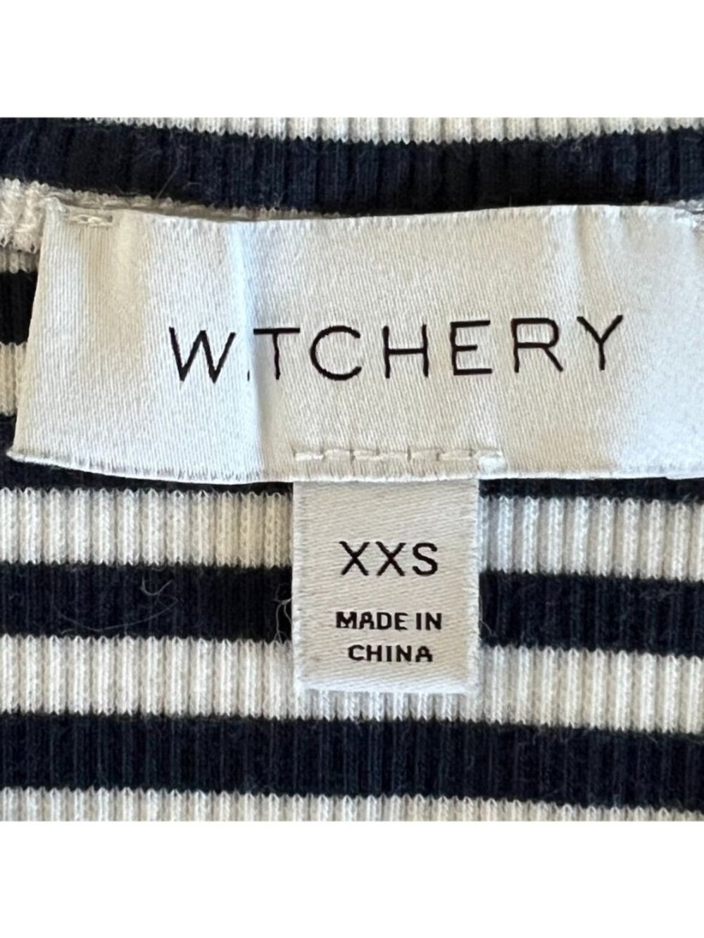 Witchery Navy White Breton Stripe Ribbed Cotton Tank Top Womens Sz 2 Nautical - Picture 5 of 11